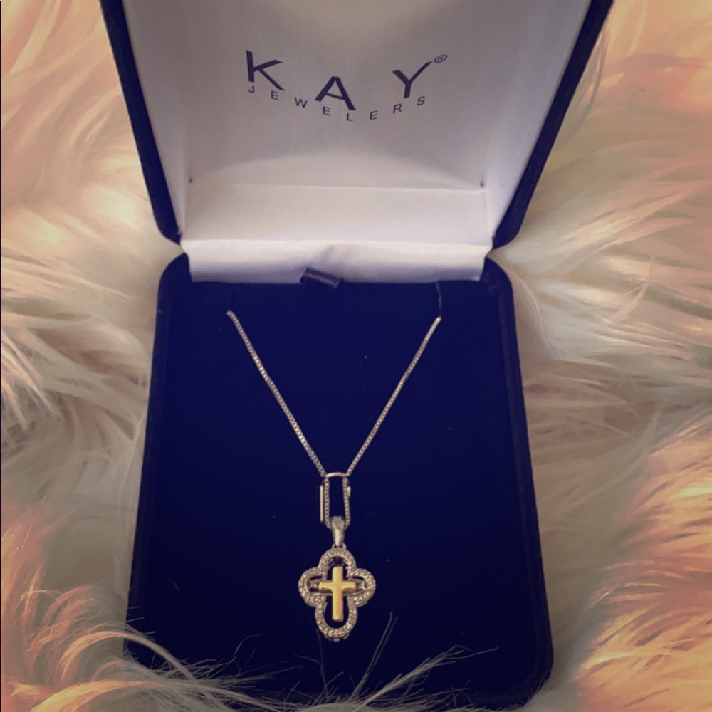 Diamond and Yellow Gold Cross Necklace (1/20 TDW)
